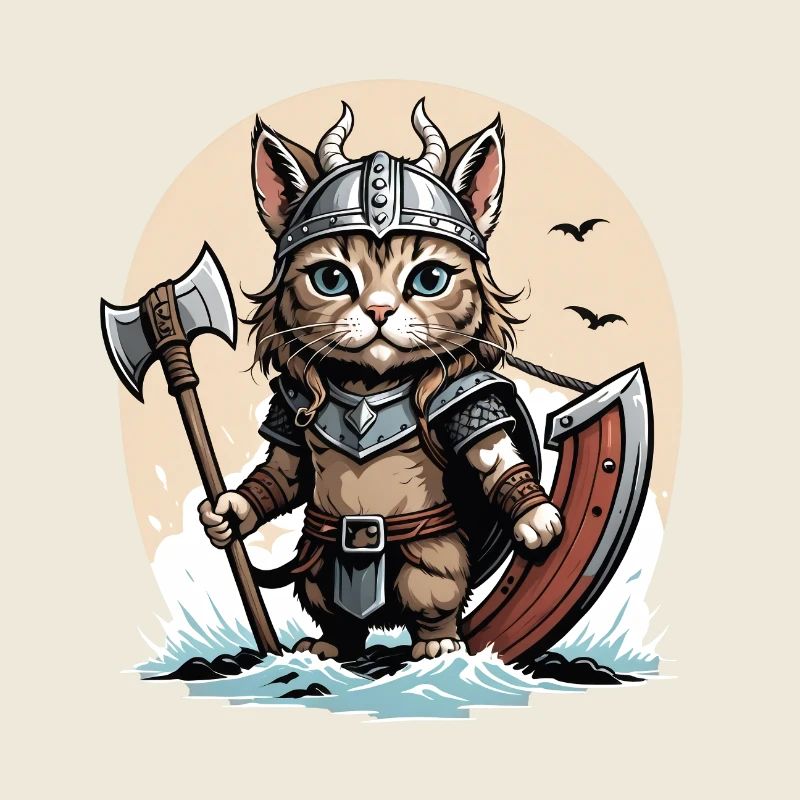 Chat Viking Viking Chat Cadeau Mignon