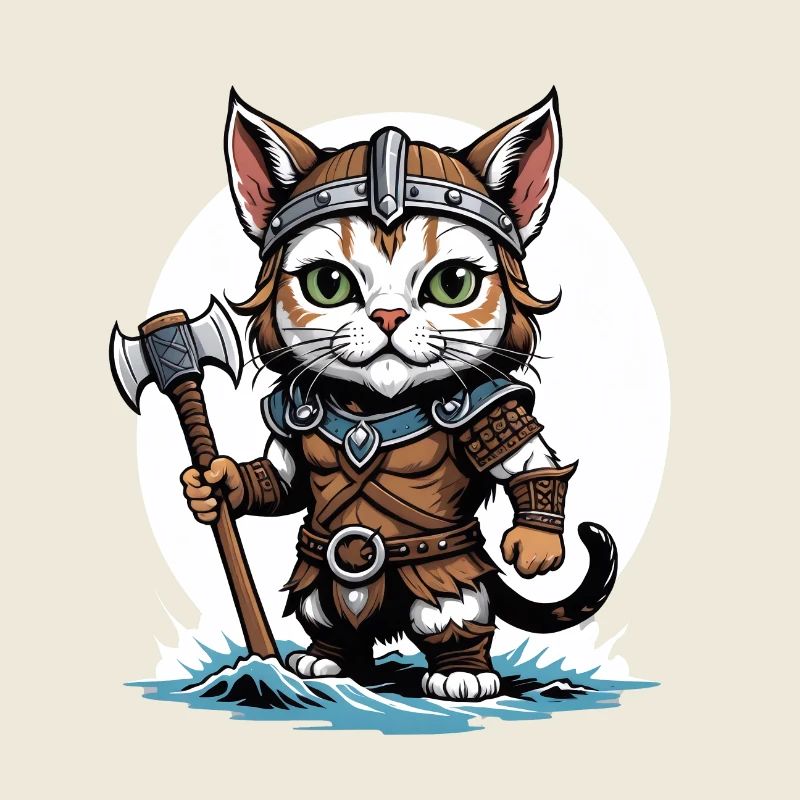 Cat Wikinger Viking Katze Geschenk Süß