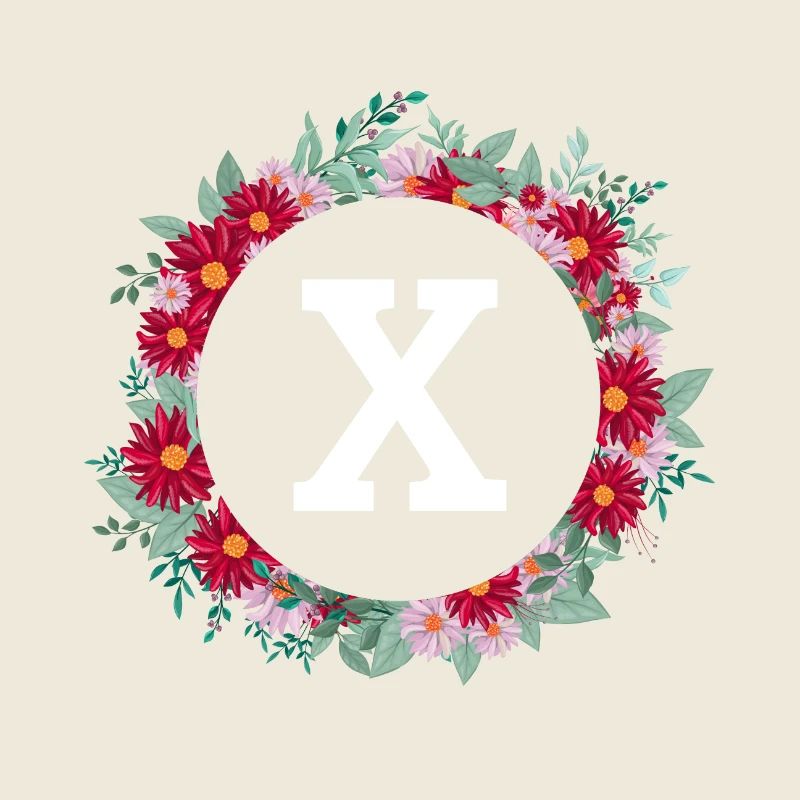 Lettre x couronne florale