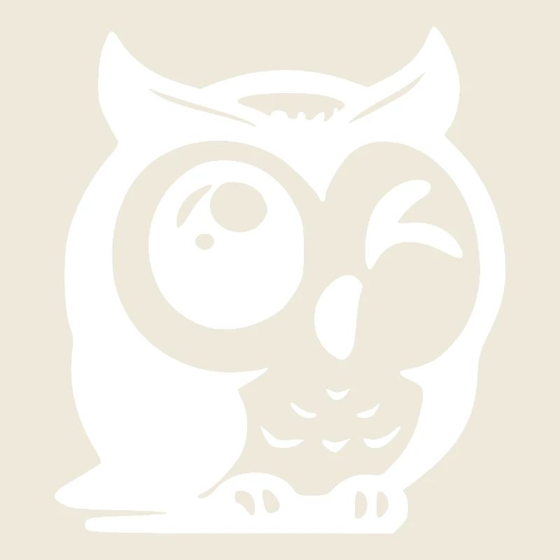 Clever owl with a winking eye
