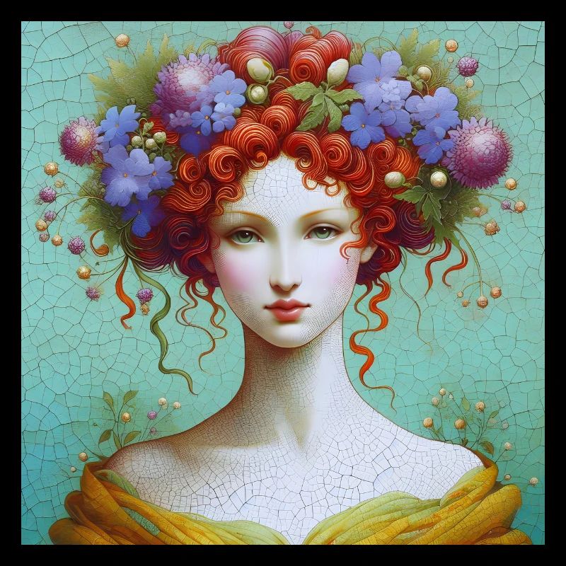 Des fleurs violettes dans les cheveux