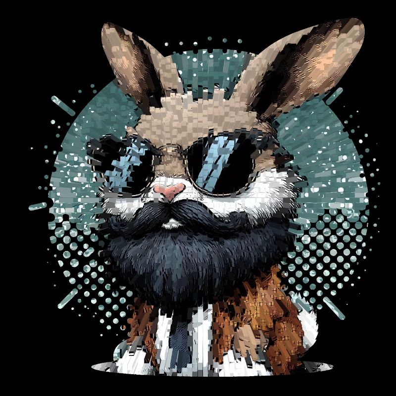 Rabbit with beard and sunglasses