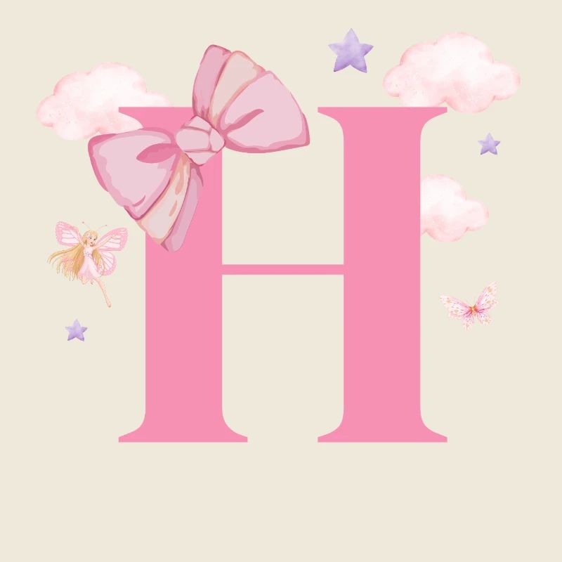 Buchstabe h rosa Wolken