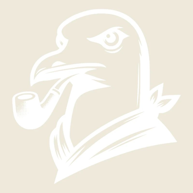 Seemöwe mit Pfeife im Cartoon Style