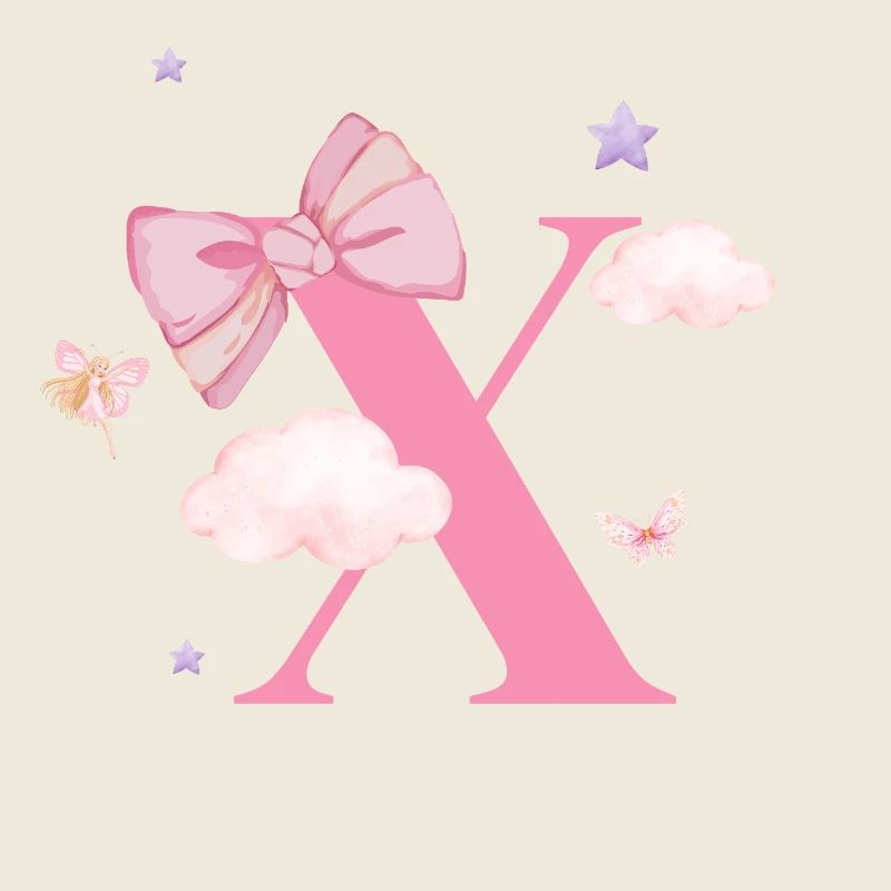 Lettre x rose nuages