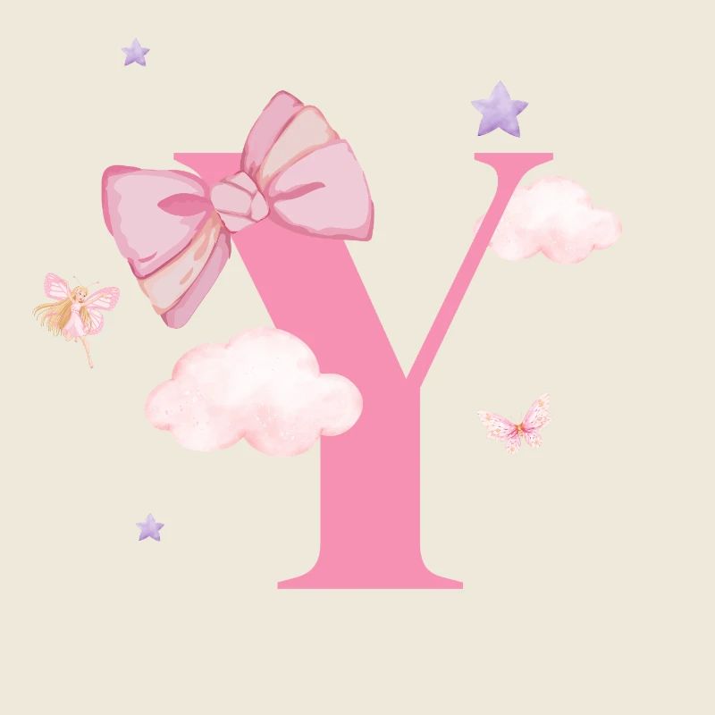 Buchstabe y rosa Wolken