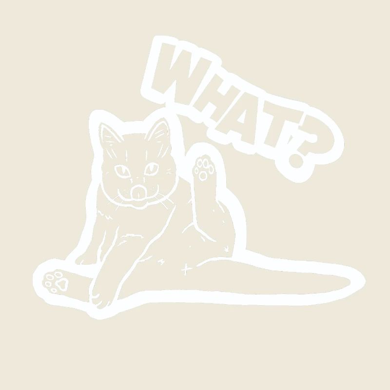 Funny Cat Meme – Quirky 'WHAT?' Illustration