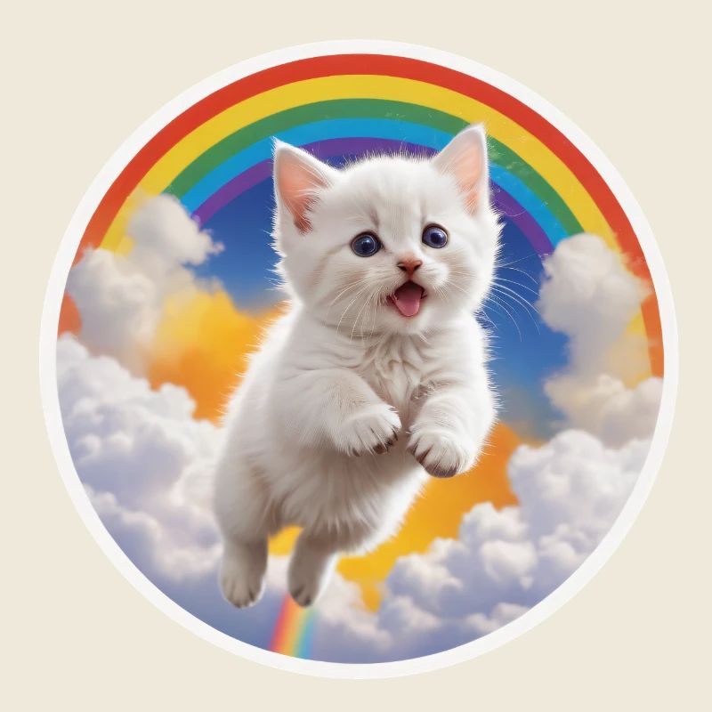 Weißes Kätzchen Regenbogen 3