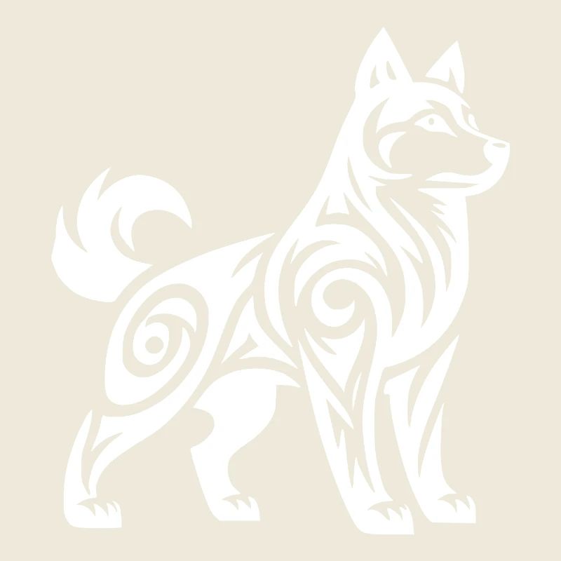 Wolf with Tribal Pattern Mystic Husky Dog