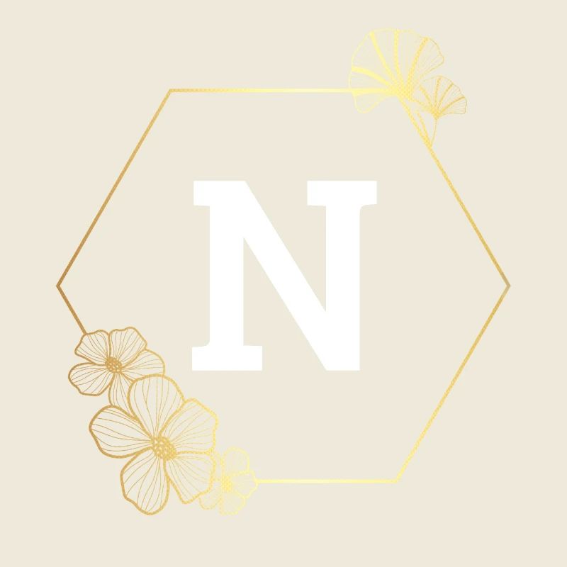 Letter n Gold Floral Frame