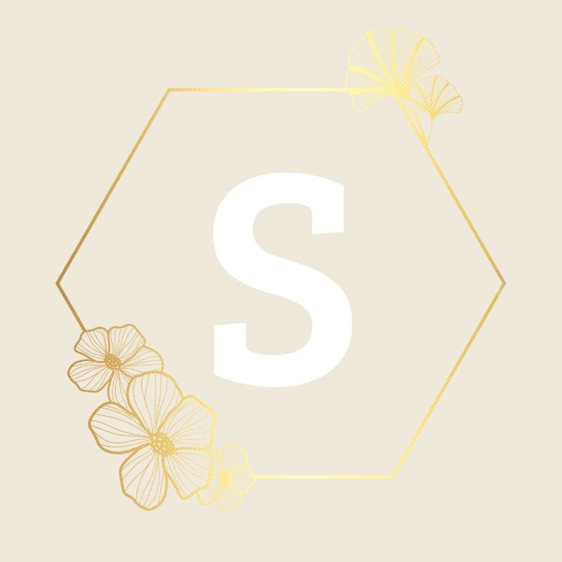 Letter s Gold Floral Frame