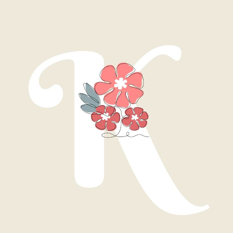 Letter k minimalist flowers