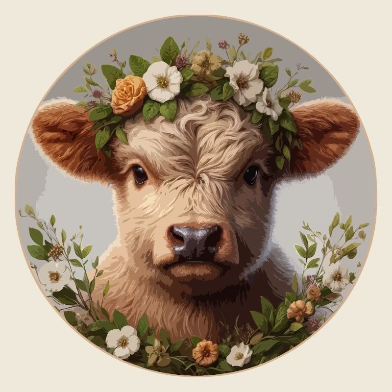 Veau Highlander avec fleurs