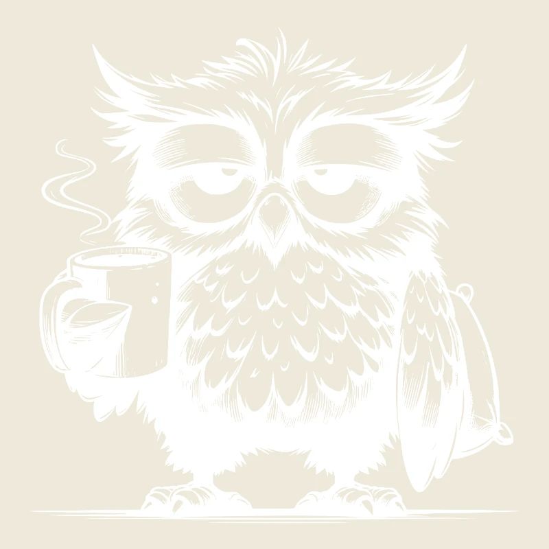 Hibou comique drôle et fatigué avec déficit de café