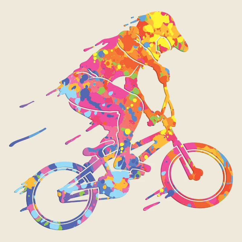 BMX Colorful Paint Graphic Biker Freestyle Racing