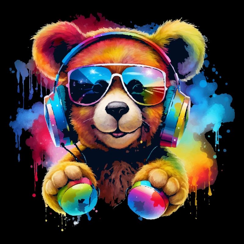 Süßer Teddy mit Headset Geschenk Bär, Gamer Style