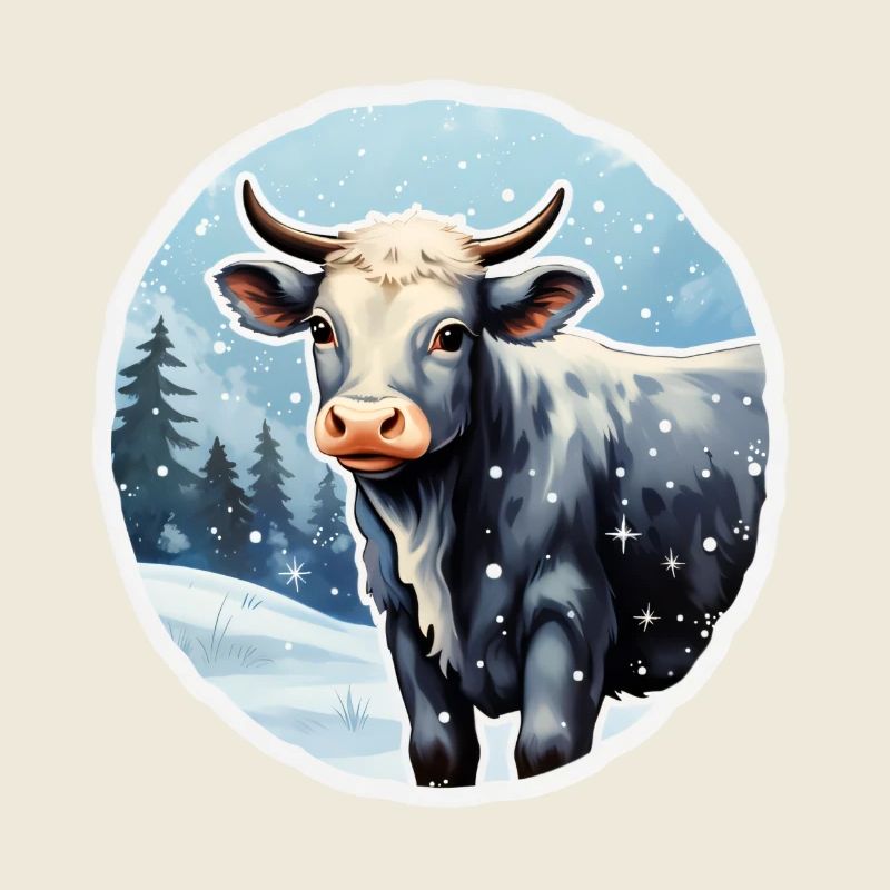 Rind auf winterlicher Alm