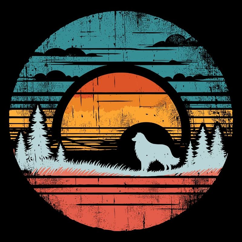 Australian Shepherd Vintage Sunset