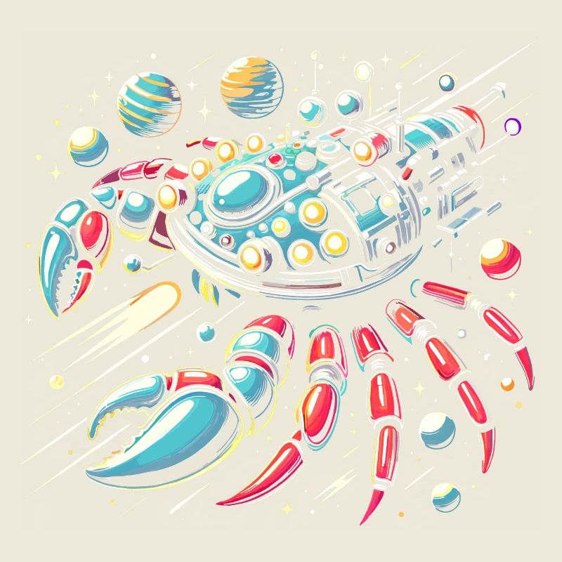 Vaisseau spatial crabe coloré fantastique vaisseau spatial