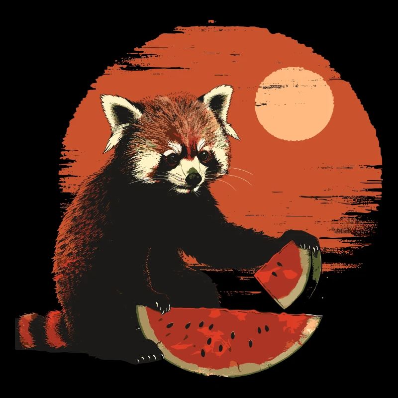 Red Panda Cat Bear Red Panda Watermelon