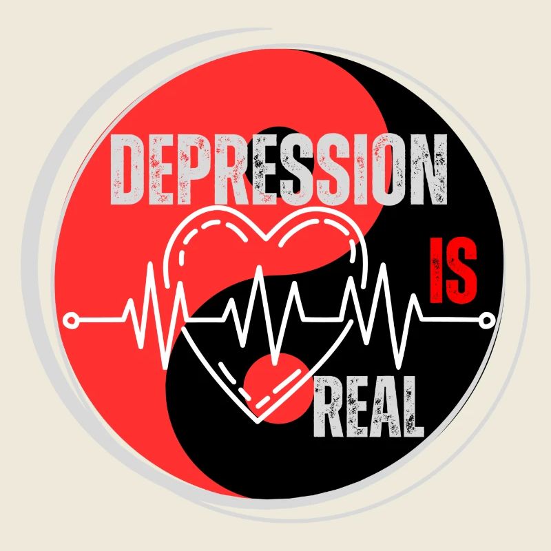 Design "Depression is real" red black