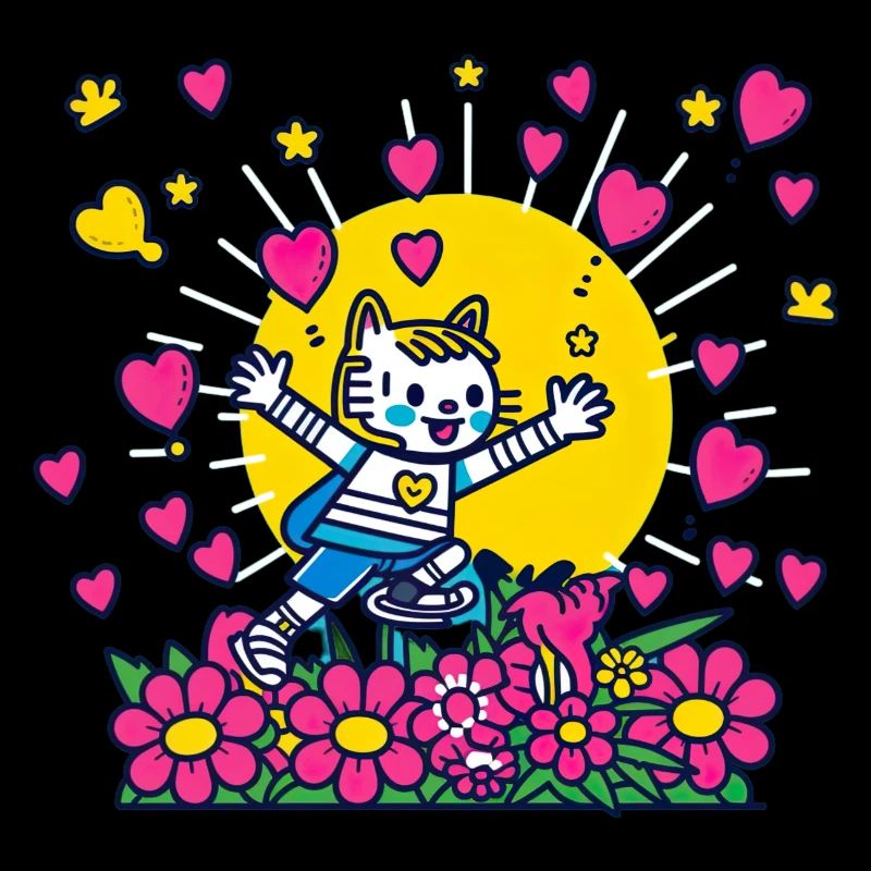 Kinderbild Malen Katze Luftballon Herz