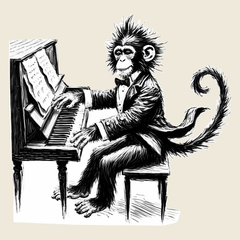 Singe jouant du piano