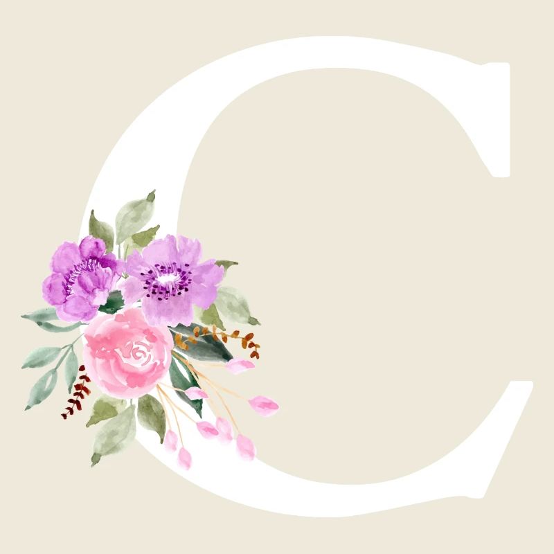 Lettre c floral violet