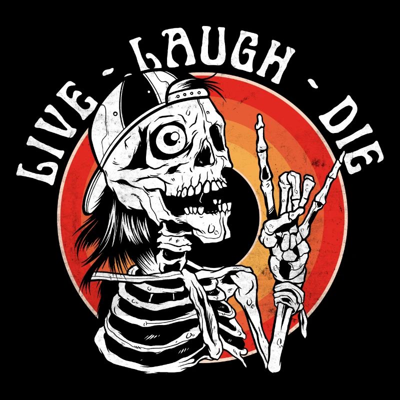 Live Lachen Sterben Lustig Halloween Skelett Sarkastisch