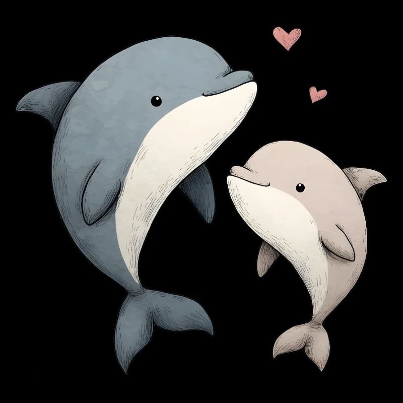 Dauphin Maman et Bébé