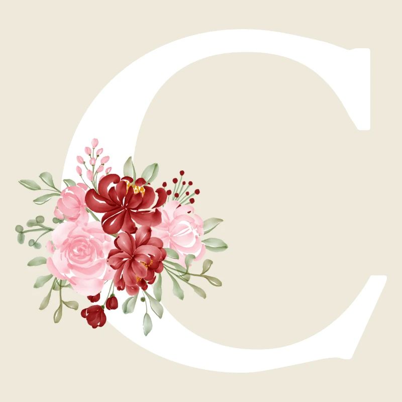 Lettre c floral rouge