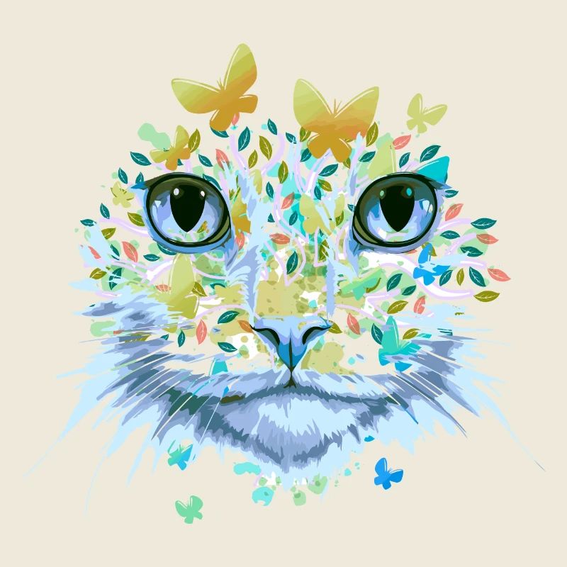 Chat Chat Visage Chats Chaton Fleurs Insecte