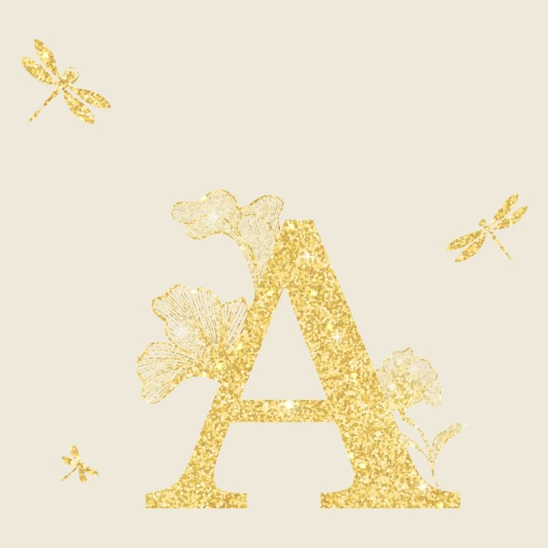 Lettre a paillettes doré libellule - idée cadeau