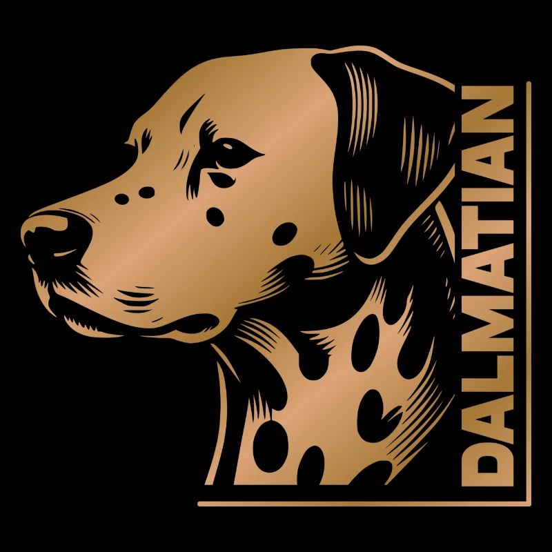 Dalmatian portrait drawing head gold