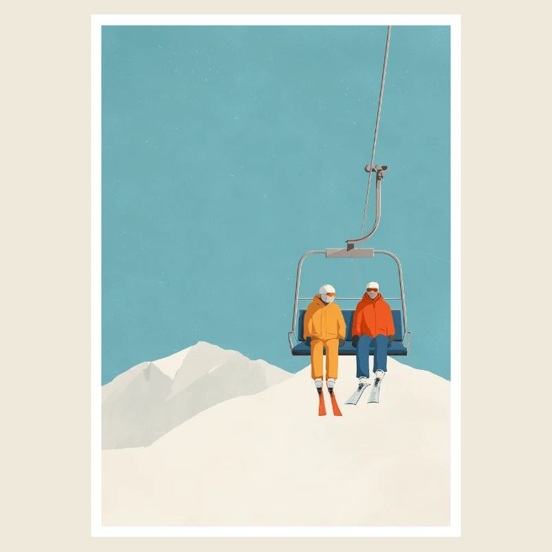 Schneebedecktes Skilift-Duo