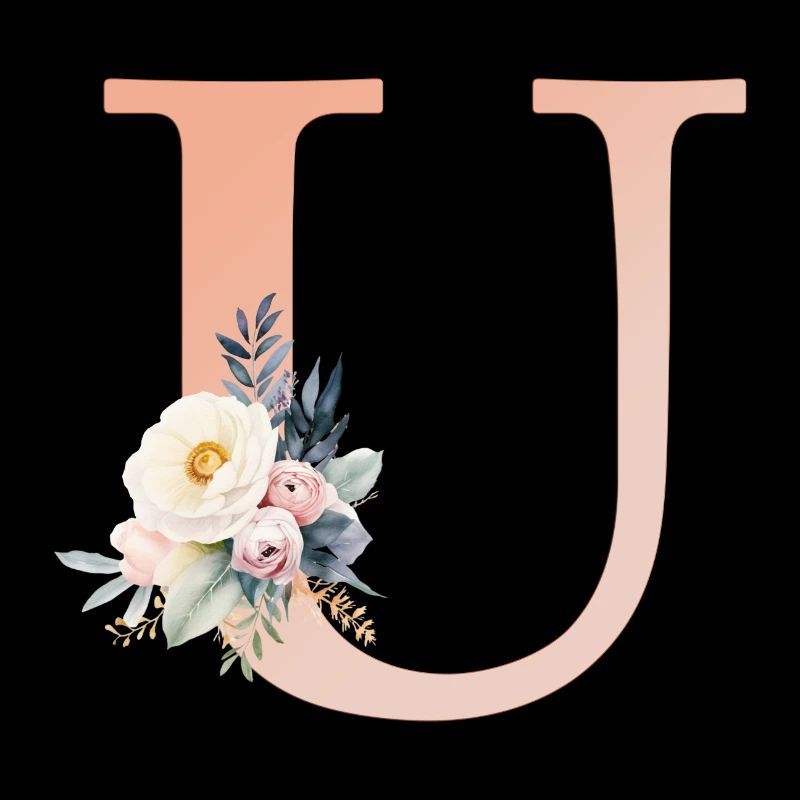 U Monogram, Floral, Boho