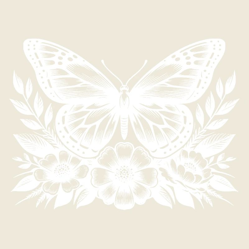 Schmetterling und Blumen Botanisches Kunstwerk