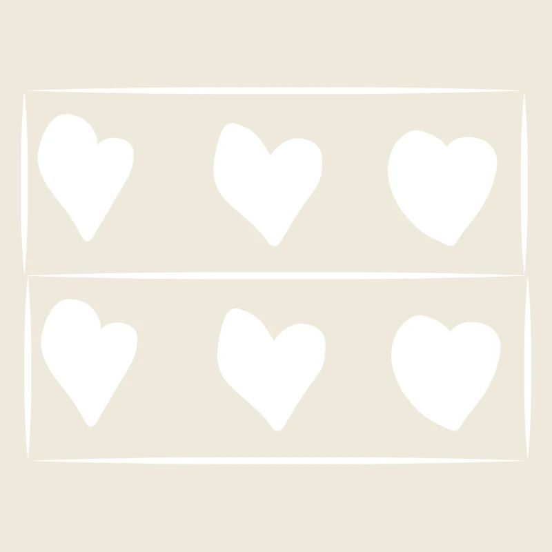 Motif rectangle de six cœurs