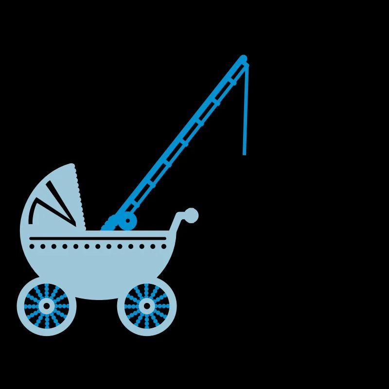 Poussette avec canne à pêche / poussette avec