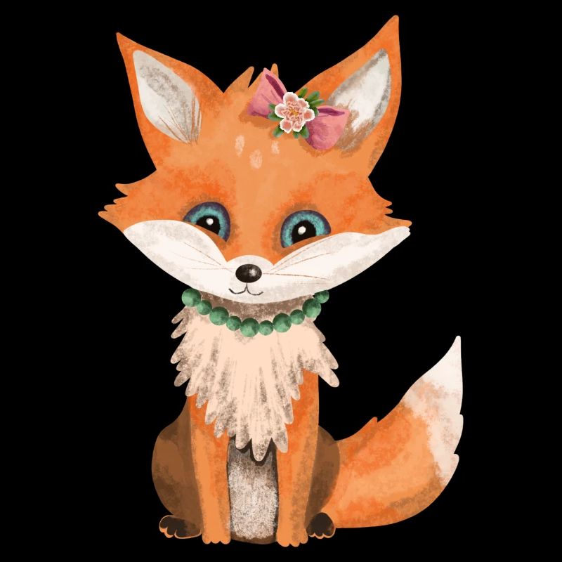 Petit renard avec arc et collier de perles