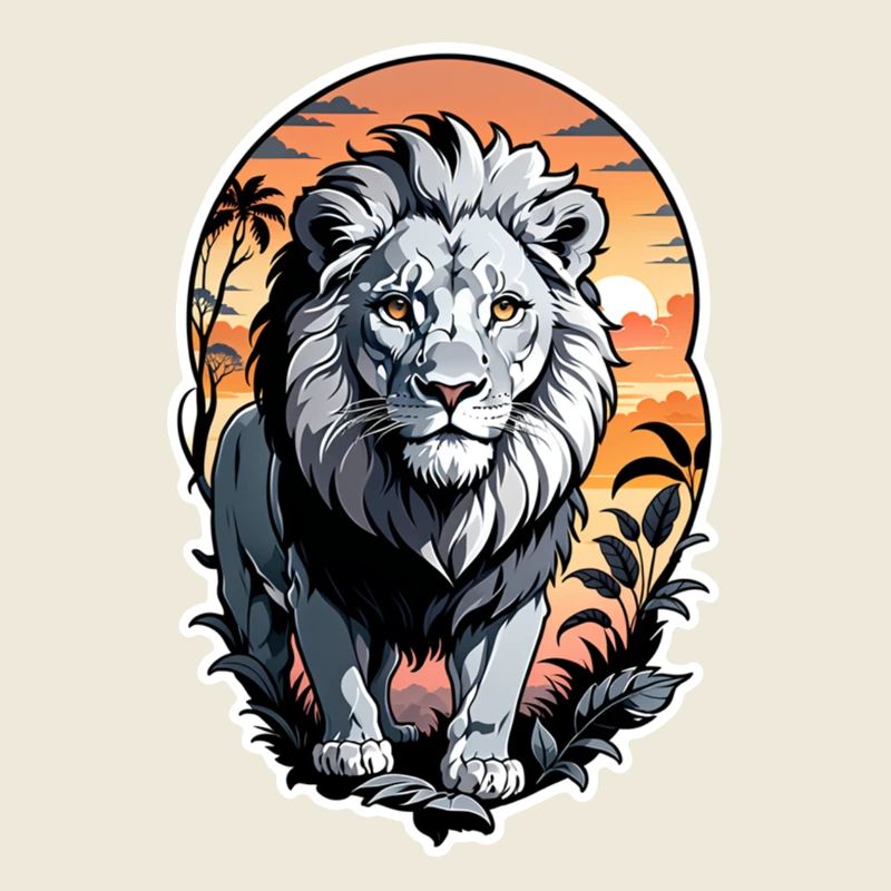lion, lionceau et jungle