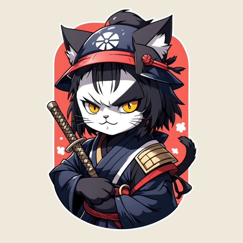 chat ninja - chaton samourai