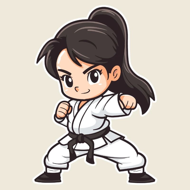 Karate Mädchen Cartoon Stil