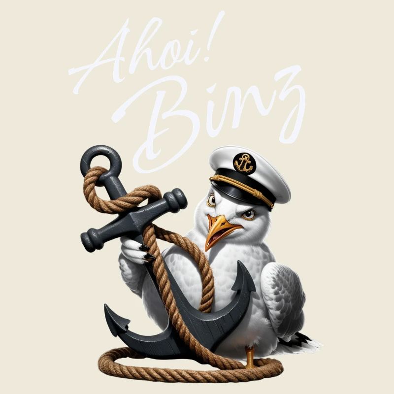Ahoi Binz ! lustige Möwe mit Anker