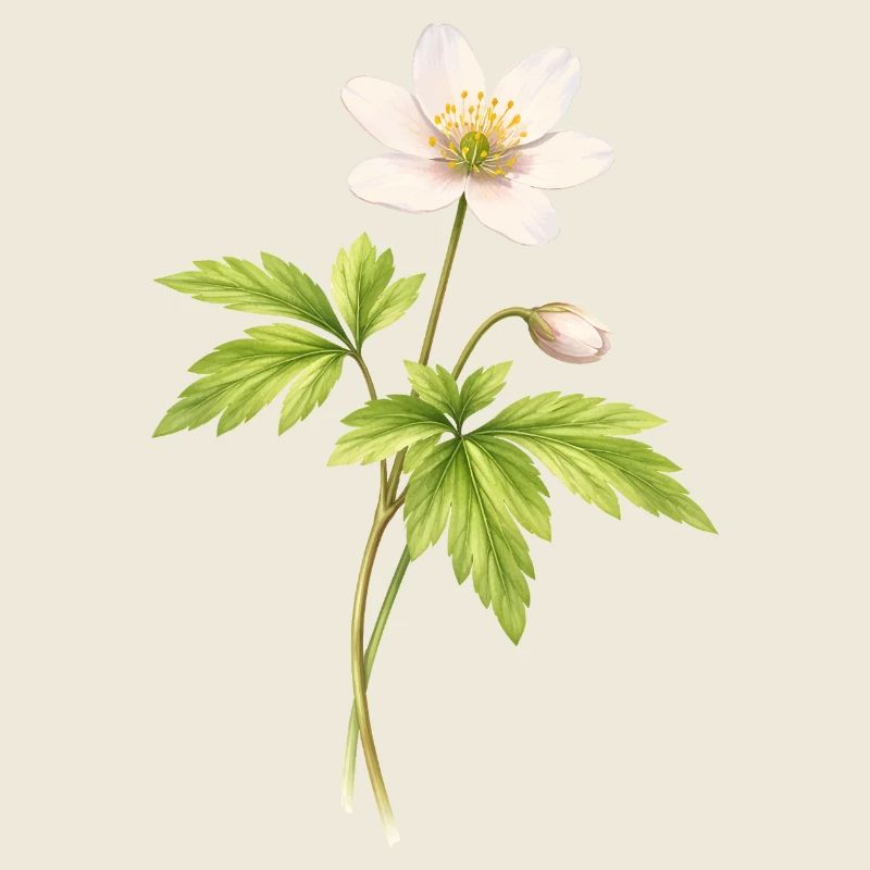 Buschwindröschen Frühlingsblume Illustration  