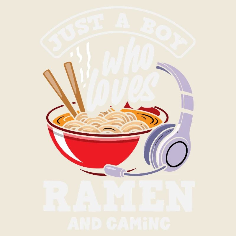 Boy Loves Ramen And Gaming Headset