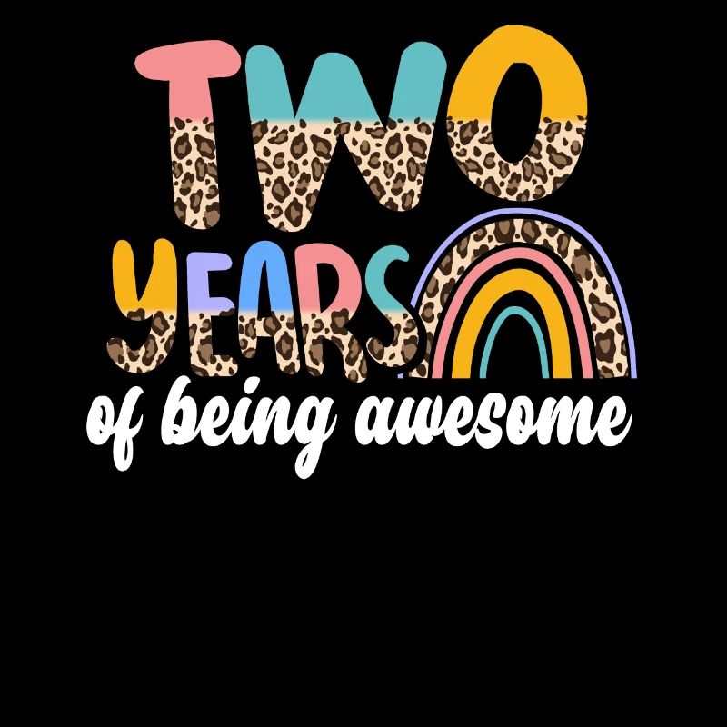 Two Years Awesome Animal Skin Pattern Birthday