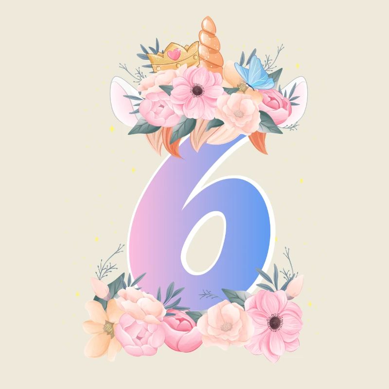 6 Unicorn Crown Doux bouquet de fleurs 6ème anniversaire