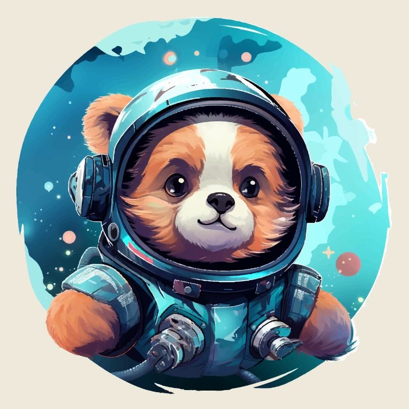 Funny bear in astronaut look.