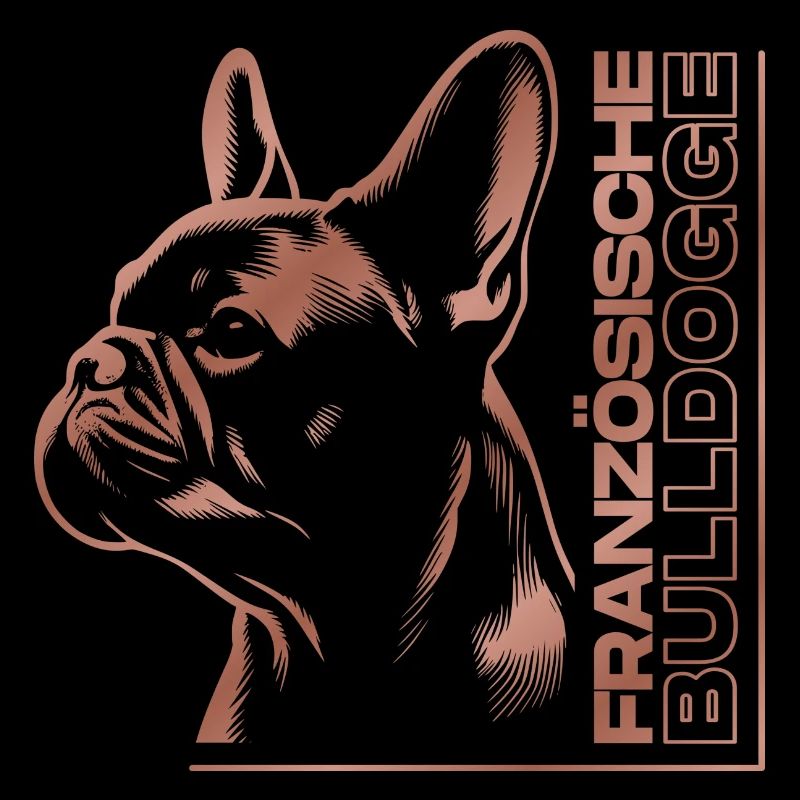 French Bulldog Drawing Head Rose Gold